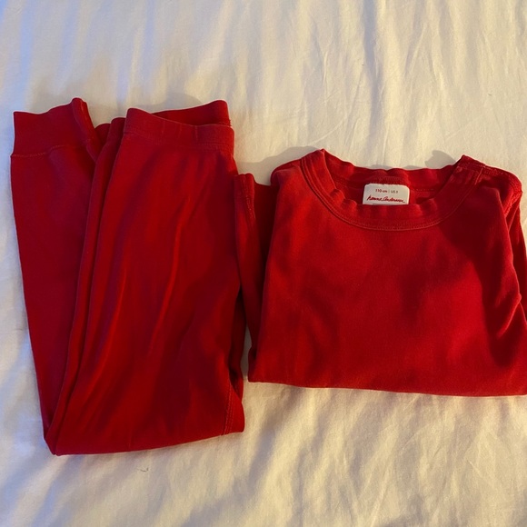 Hanna Andersson PJs Kids Sz 5 (110) Solid Red Organic Cotton Long Sleeve Holiday - Picture 6 of 7